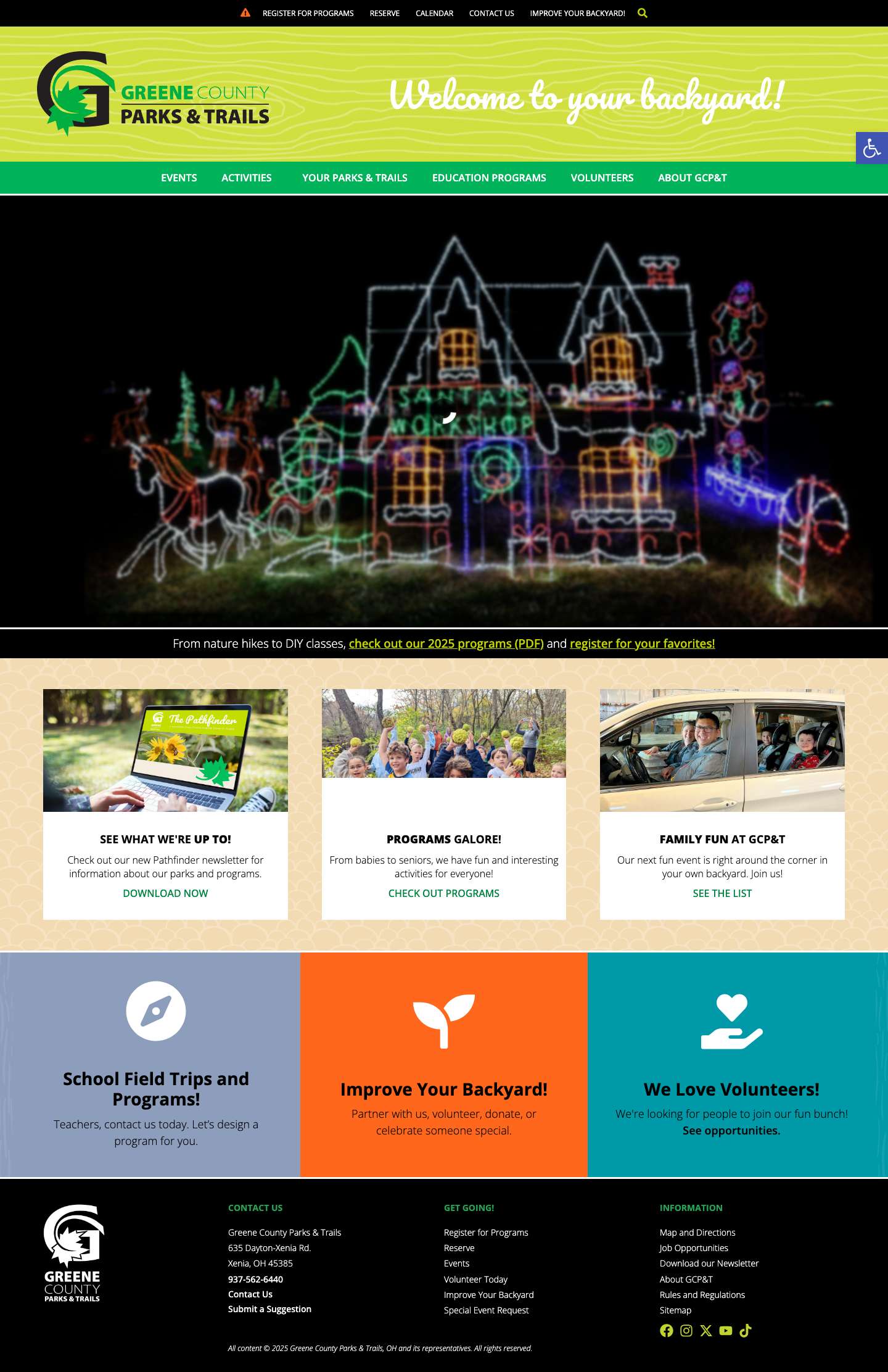 Greene County Parks & Trails – It all belongs to you!Accessibility ToolsIncrease TextDecrease TextGrayscaleHigh ContrastNegative ContrastLight BackgroundLinks UnderlineReadable FontResetSitemap - Full Screenshot