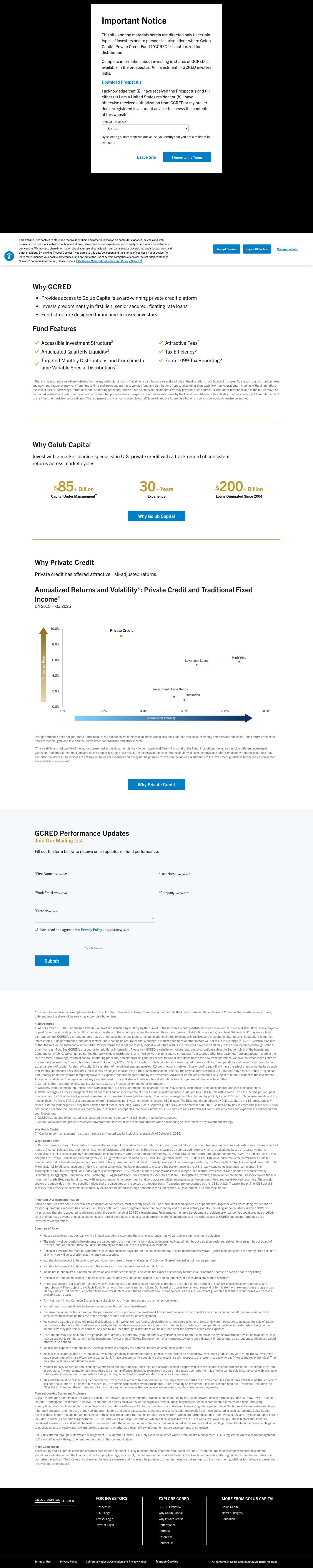 Home | Golub Capital Private Credit Fund (GCRED) - Full Screenshot