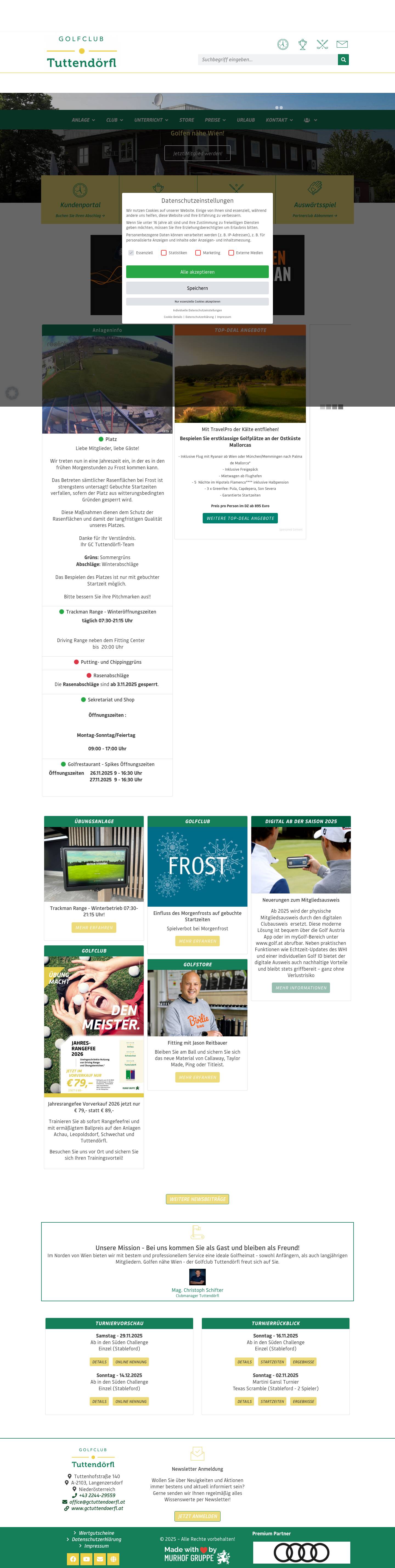 Golfen Nähe Wien - Golfclub Tuttendörfl - Startseite - Full Screenshot
