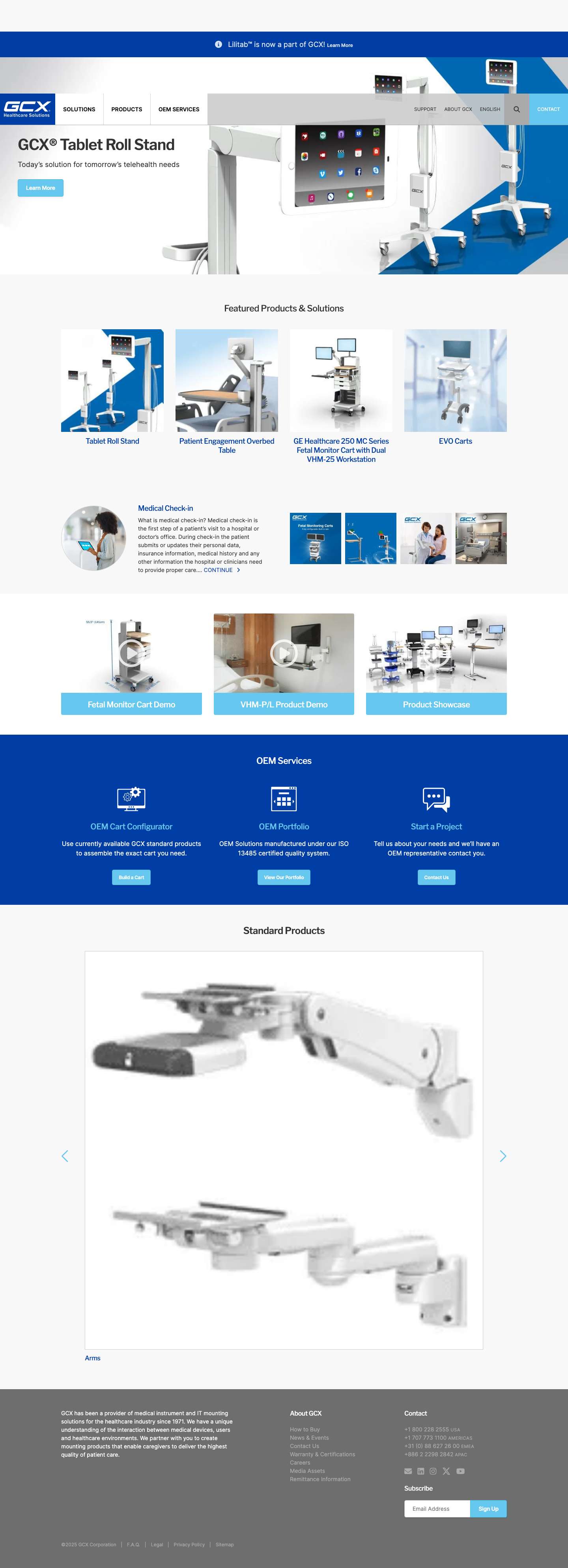 Home | GCX Medical Mounting Solutions - Full Screenshot