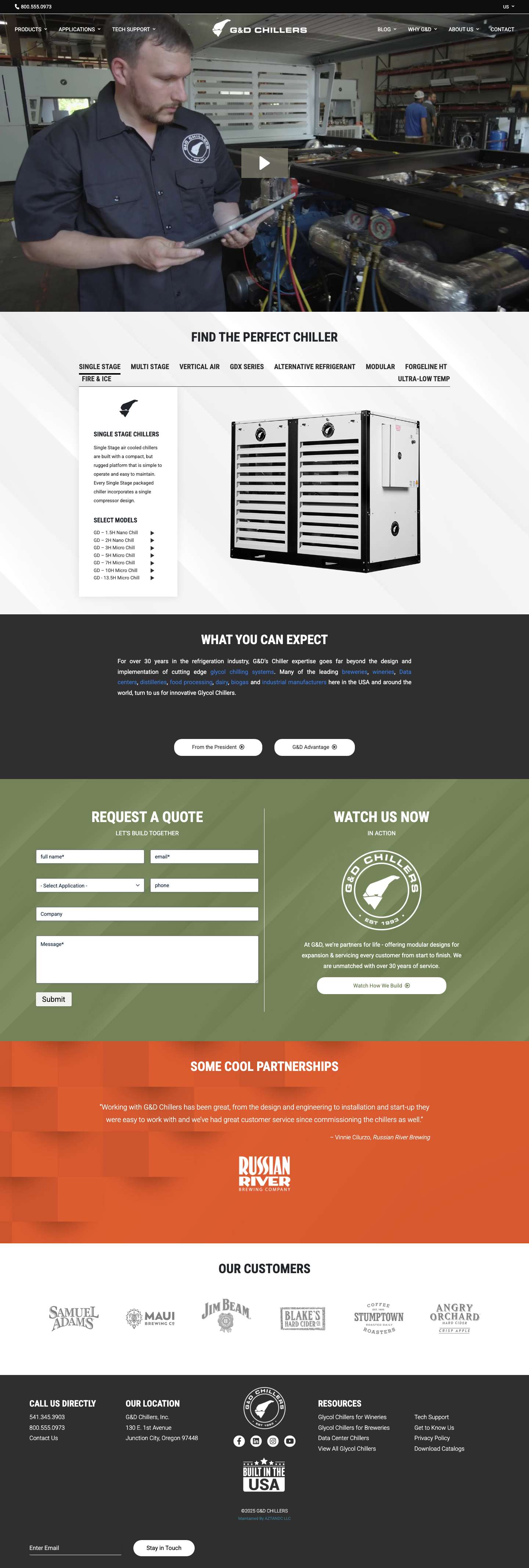 Chillers for Commercial & Industrial | G&D Chillers Glycol Chilling - Full Screenshot