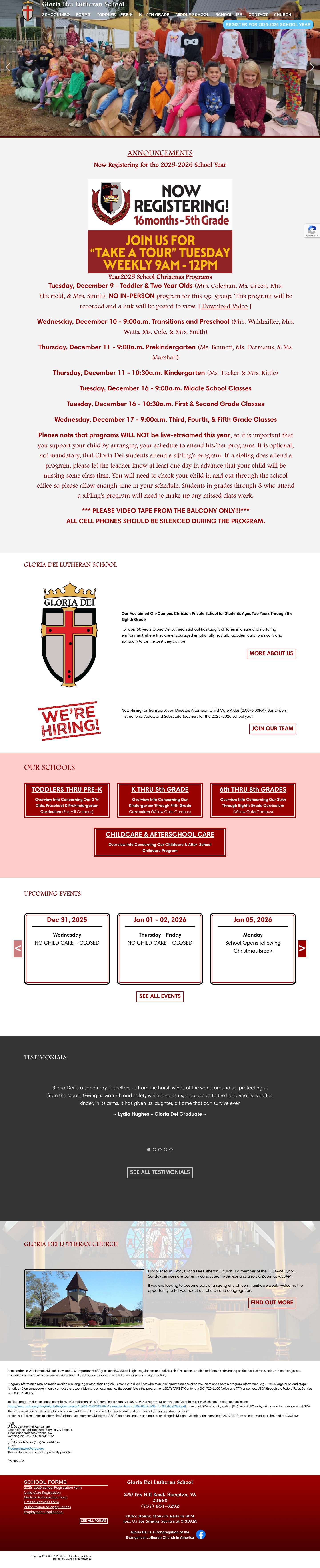 Home - Gloria Dei Lutheran School - Full Screenshot