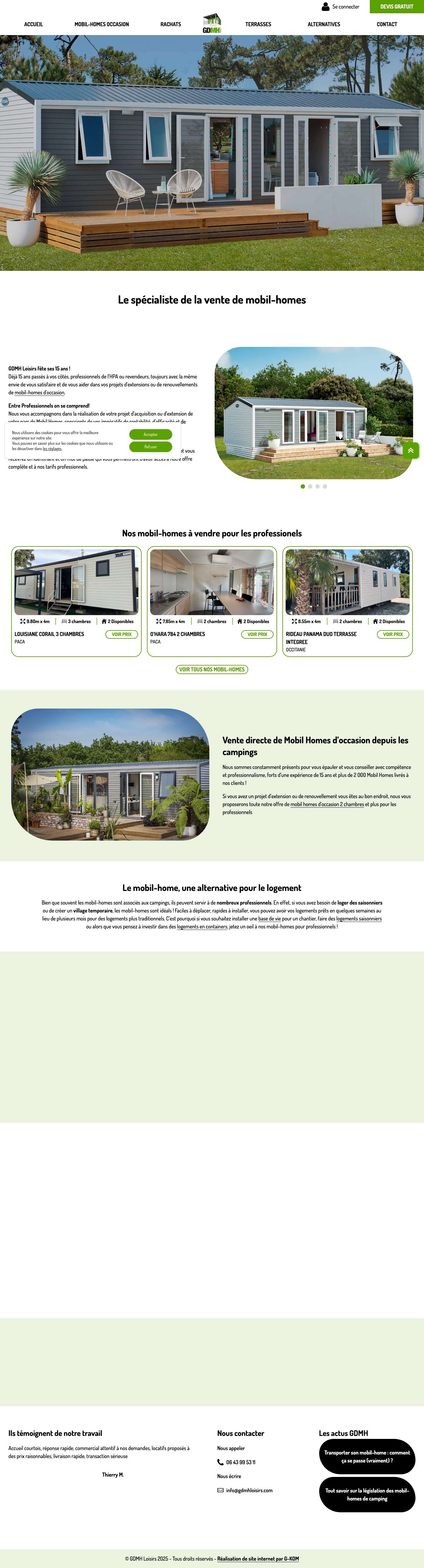 Achat et vente de mobil-homes pour les professionnels par GDMH - Full Screenshot