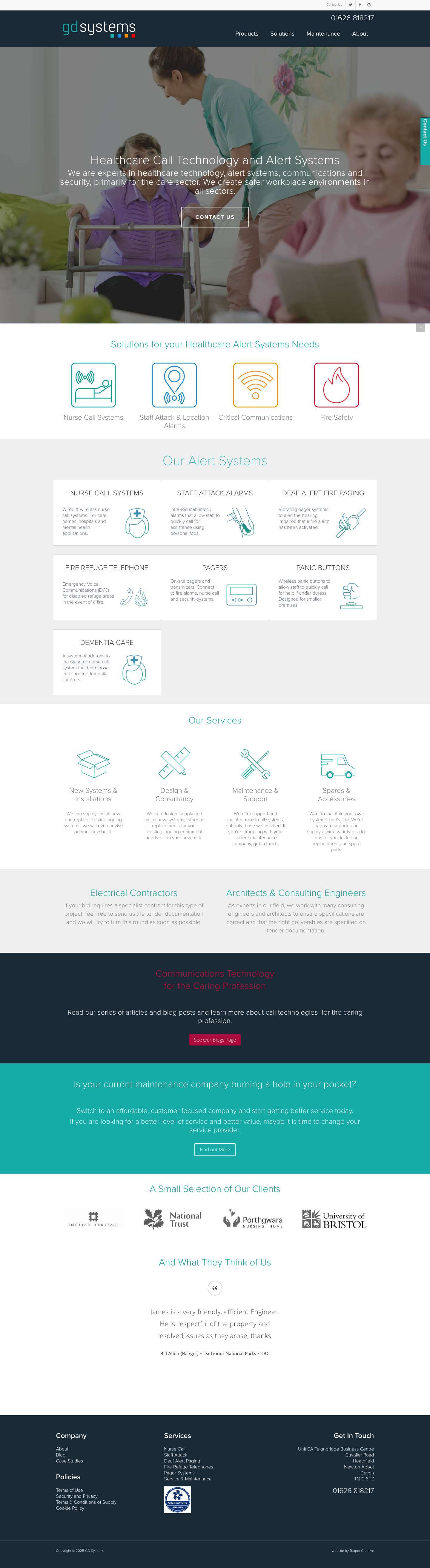 GD Systems - Healthcare Care Technology and Alert Systems - Full Screenshot