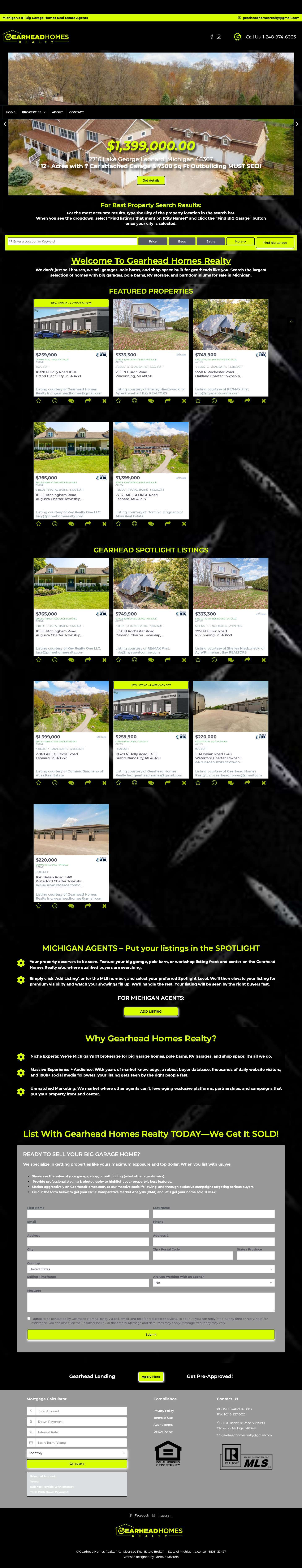 Big Garage Homes for Sale - Gearhead Homes Realty, Inc. - Full Screenshot