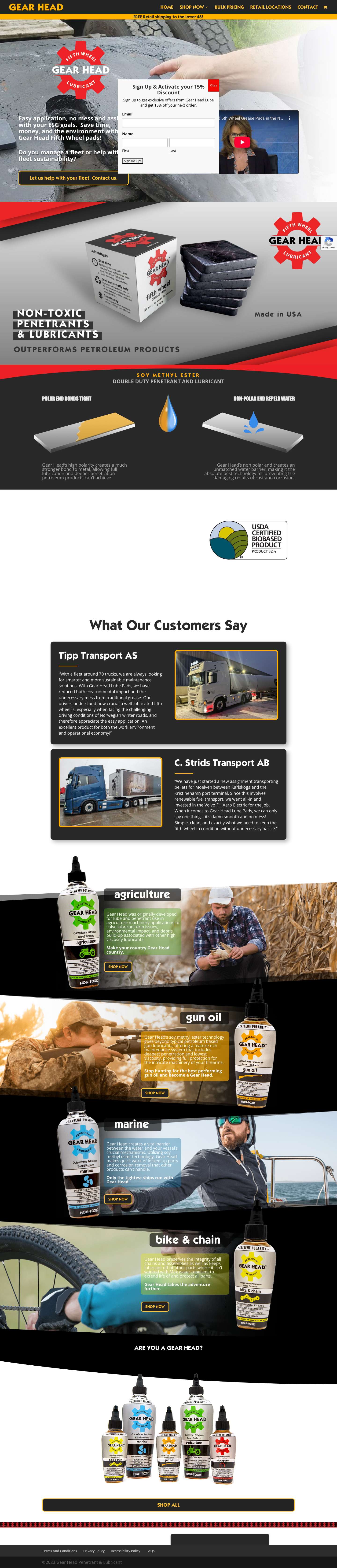 Welcome to Gear Head Lube - Gear Head Lubricant & More - Full Screenshot