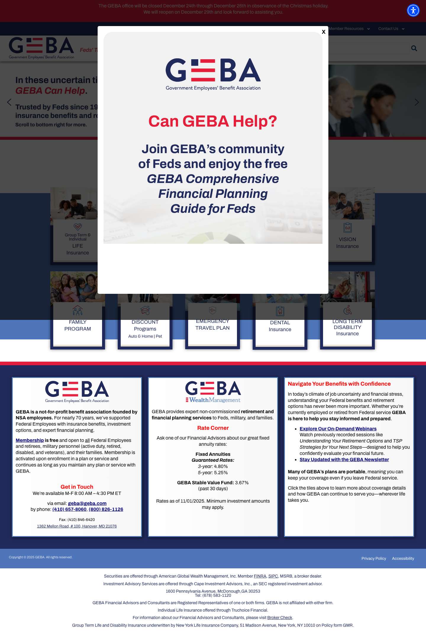 GEBA - Government Employees' Benefit Association - Full Screenshot
