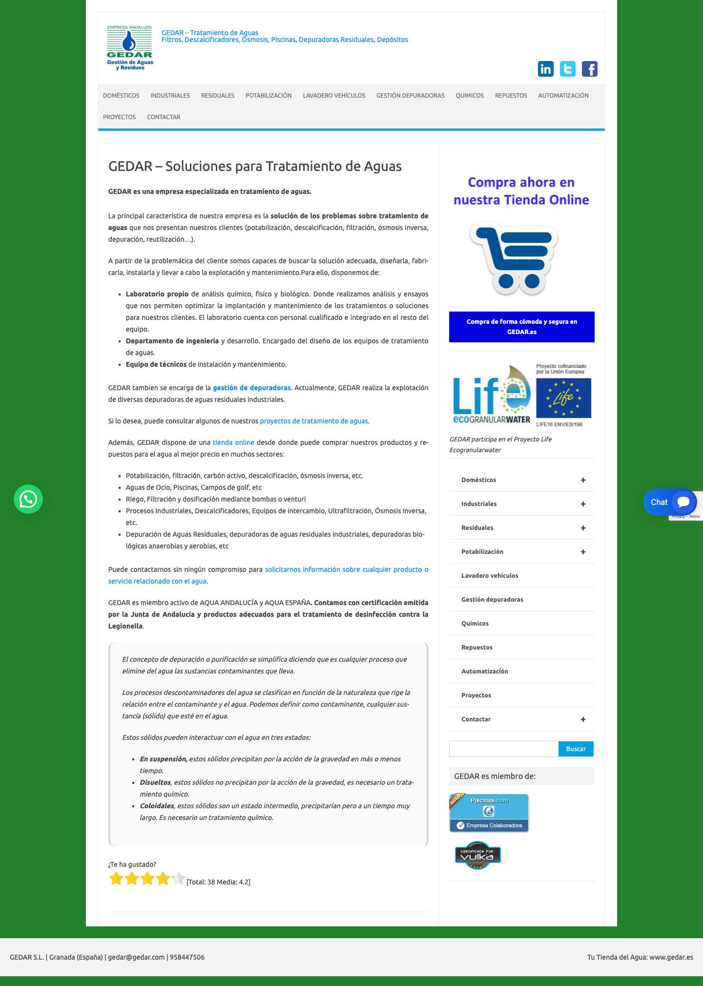 GEDAR - Empresa de Tratamiento de AguasGEDAR - Empresa de Tratamiento de AguasWhatsApp - Full Screenshot
