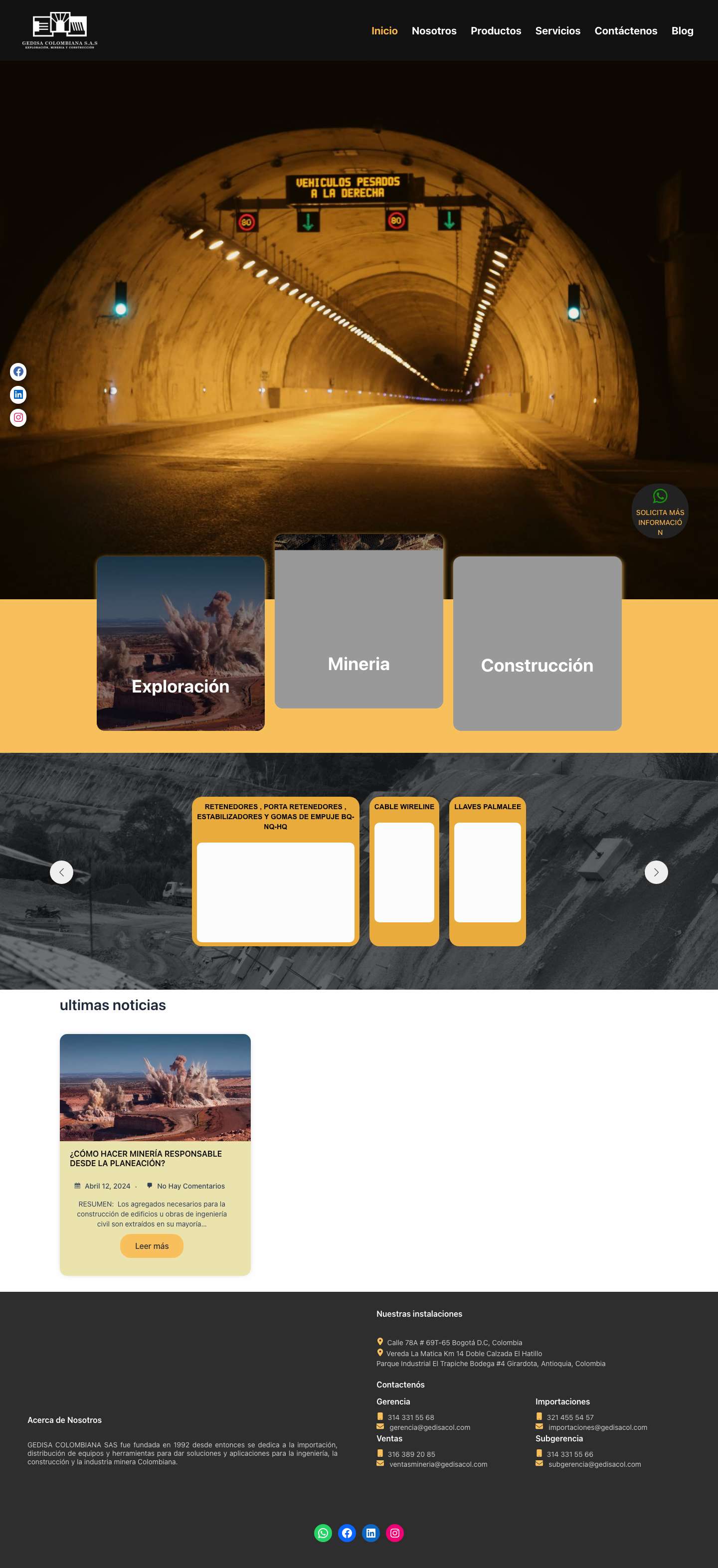 Gedisa colombiana s.a.s – Empresa de heramientas para la exploracion, mineria y construcción - Full Screenshot
