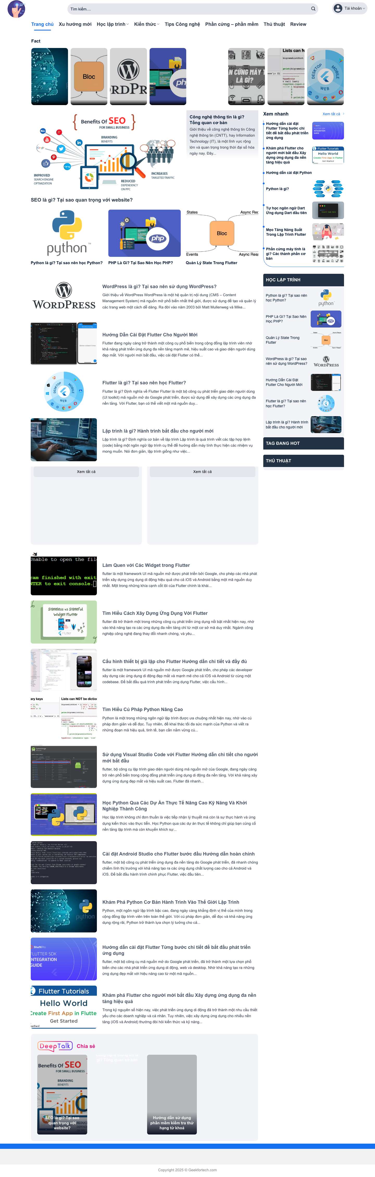 Trang chủ - Geeks For Tech - Full Screenshot
