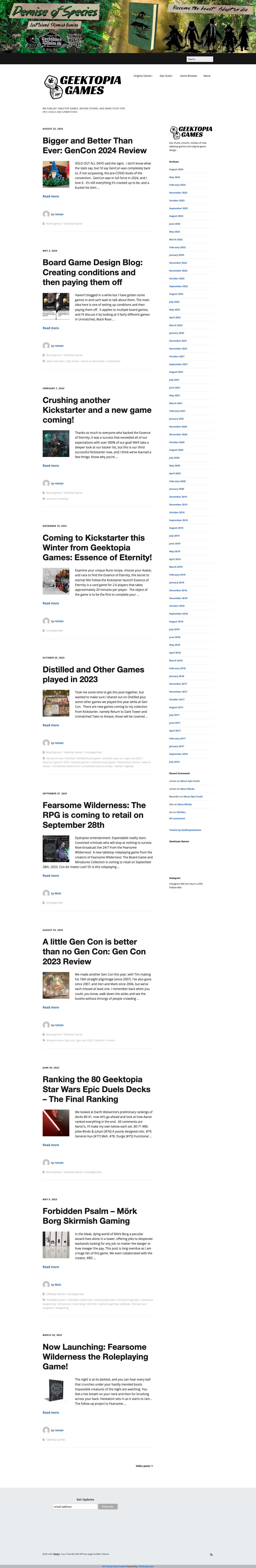 Geektopia Games – We publish tabletop games, review others, and make stuff for Epic Duels and Unmatched - Full Screenshot