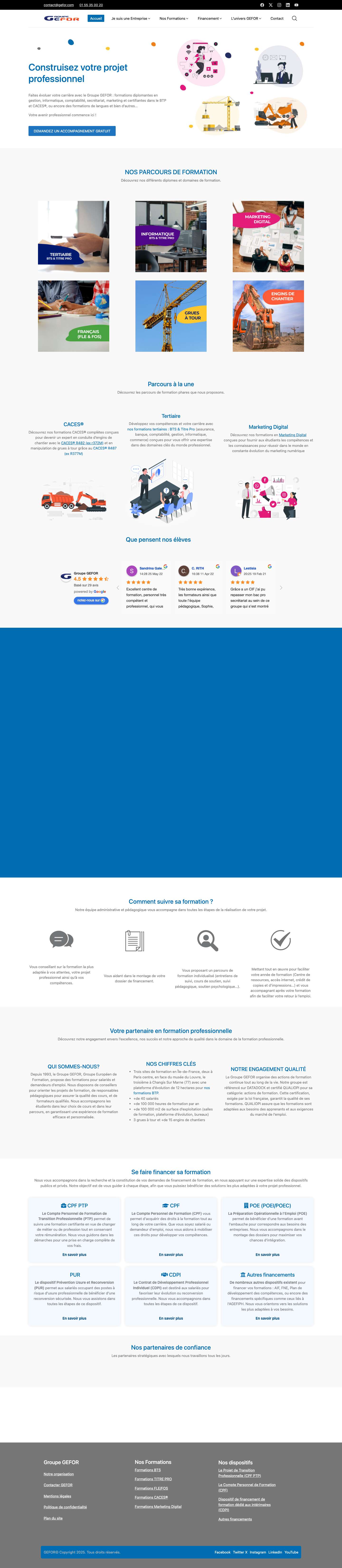 GEFOR - FORMATIONS TERTIAIRE, FLE, CACES® | IDF - Full Screenshot