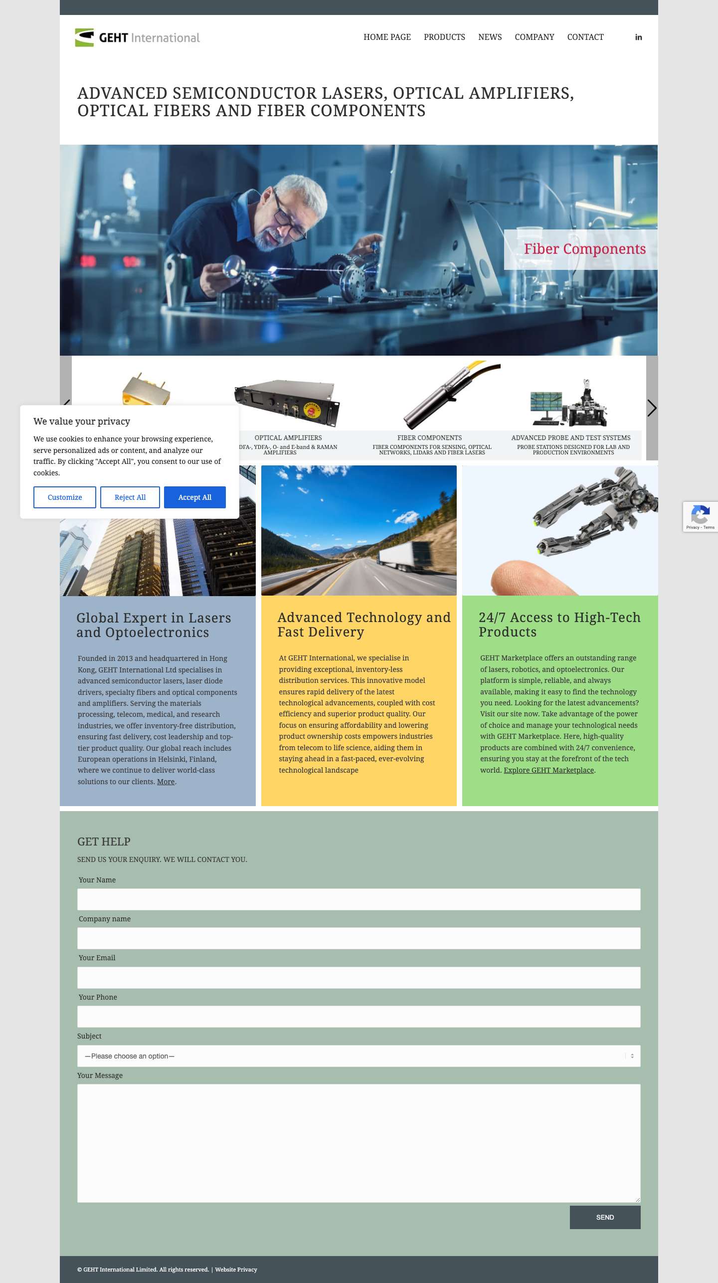 Diode Lasers, Components & LiDARs by GEHT International - Full Screenshot