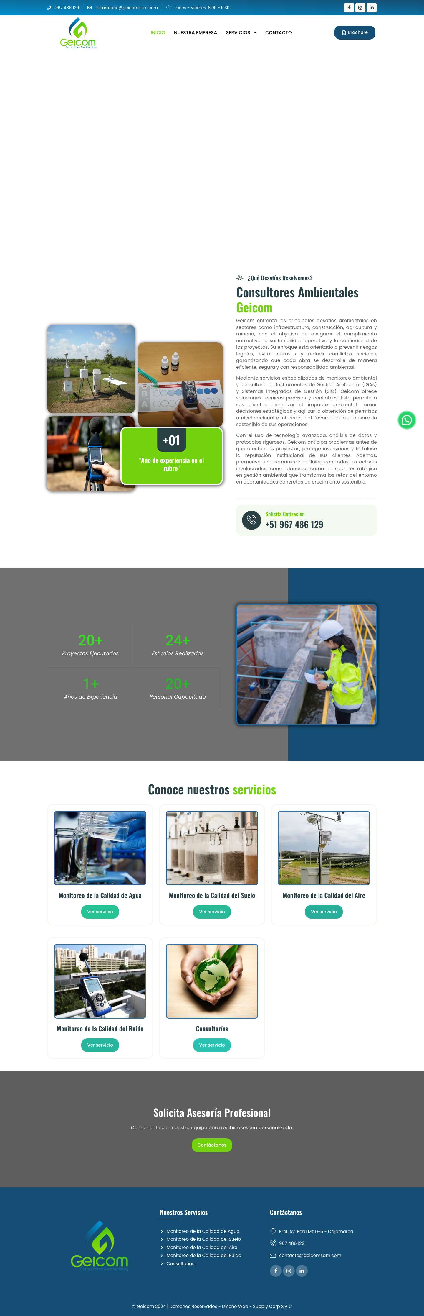 GEICOM Consultores Ambientales | Servicios Integrales de Monitoreo y Consultoría AmbientalWhatsApp - Full Screenshot
