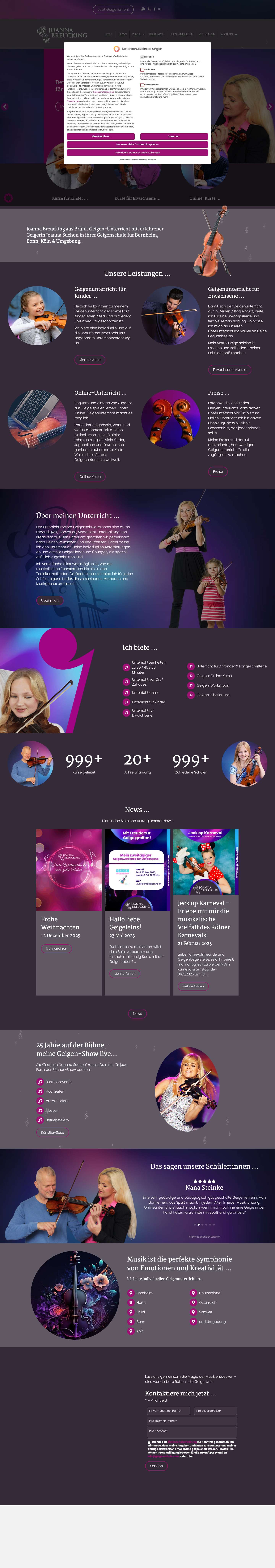 Joanna Breucking, Brühl, Geigen-Unterricht, Online, Vor Ort - Full Screenshot