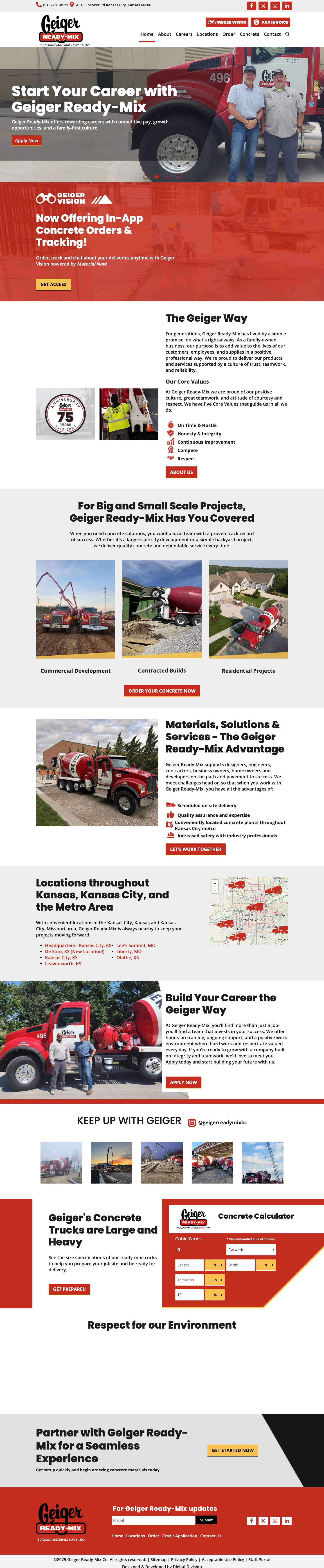 Geiger Ready-Mix Kansas City Area - Full Screenshot