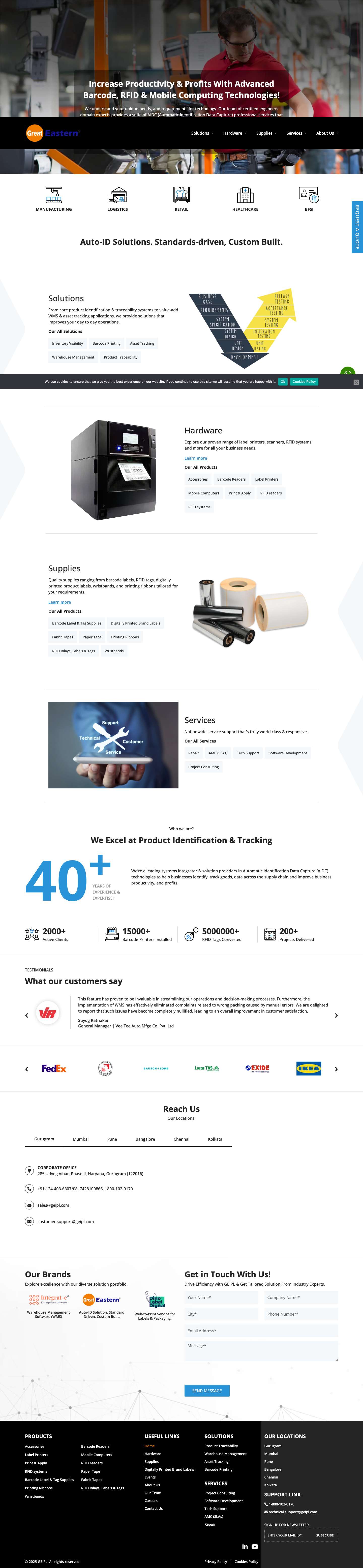 QR Code Readers India, Barcode Traceability, Data Collection & RFID Solutions - Full Screenshot