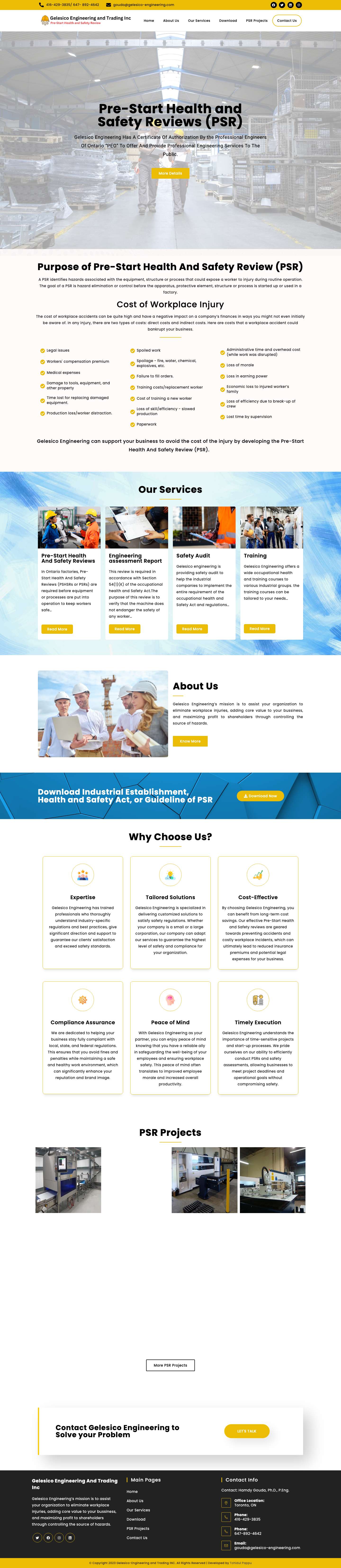 Gelesico Engineering And Trading Inc – Pre-Start Health and Safety Review - Full Screenshot