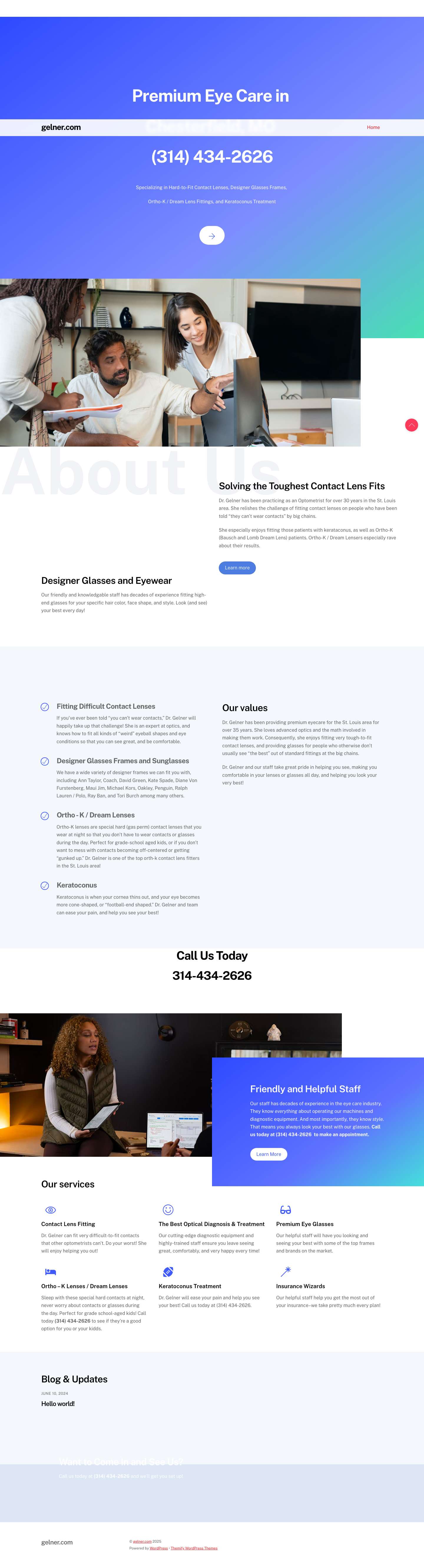 gelner.com – Gelner Optometry: Premium Eyecare in Chesterfield, MO - Full Screenshot