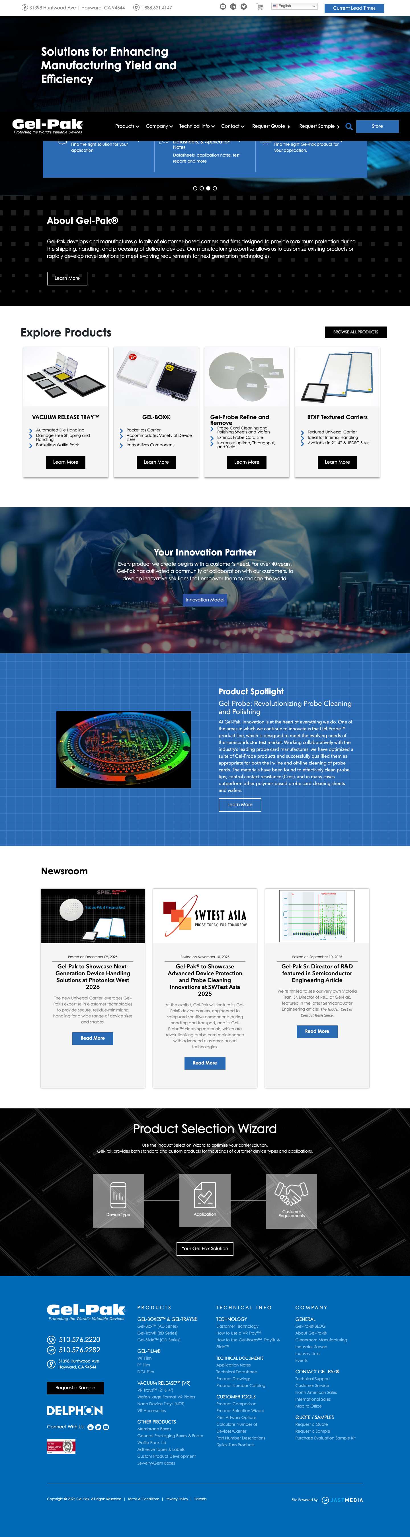 Gel-Pak® | Developing Unique Materials For Device Handling | Hayward, CA - Full Screenshot