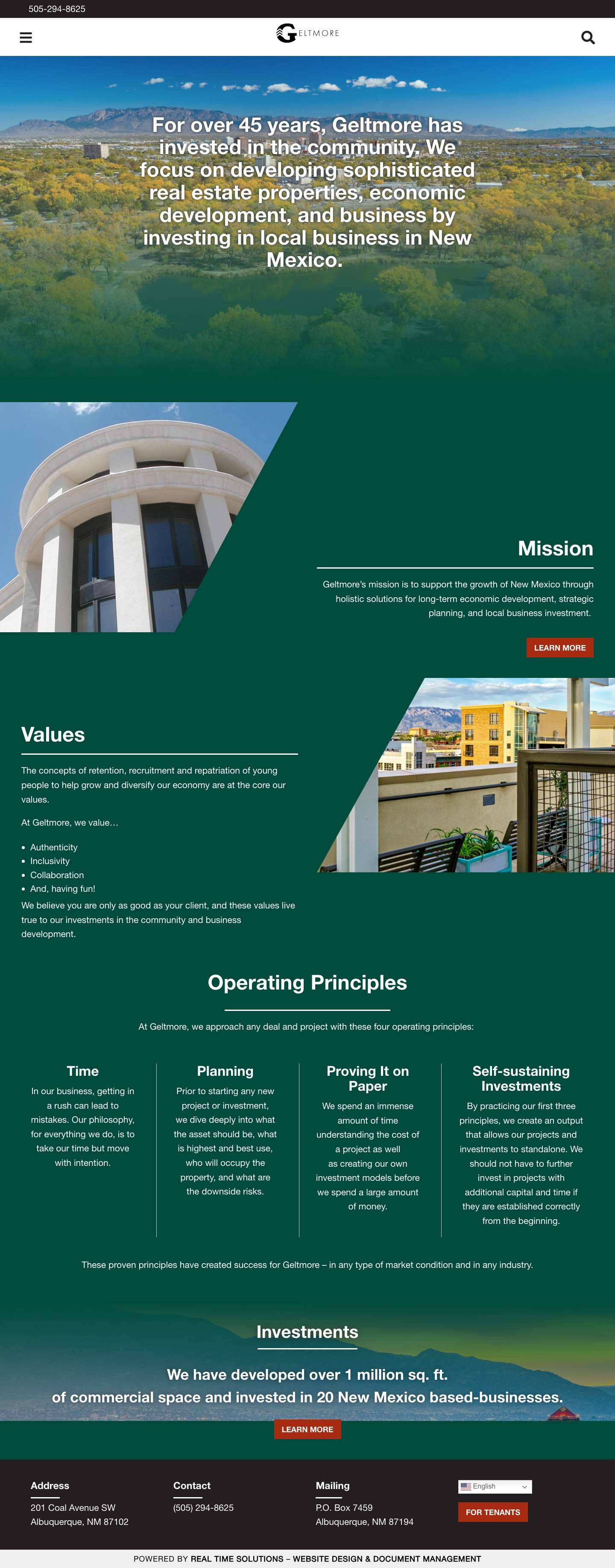 Geltmore LLC | Real Estate Development | Albuquerque NM - Full Screenshot