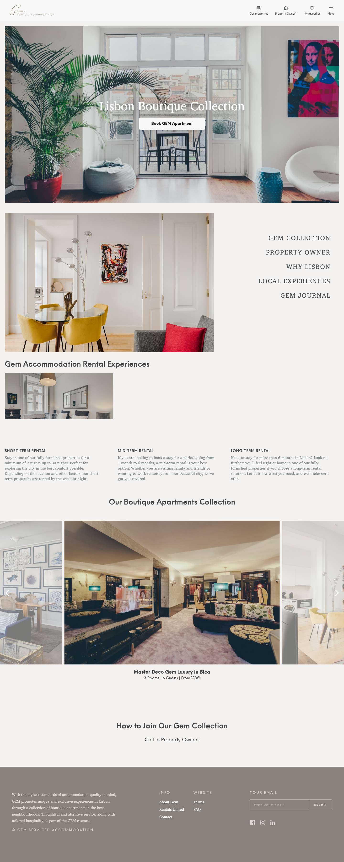 Boutique Apartments in Lisbon | GEM Serviced Accommodation - Full Screenshot