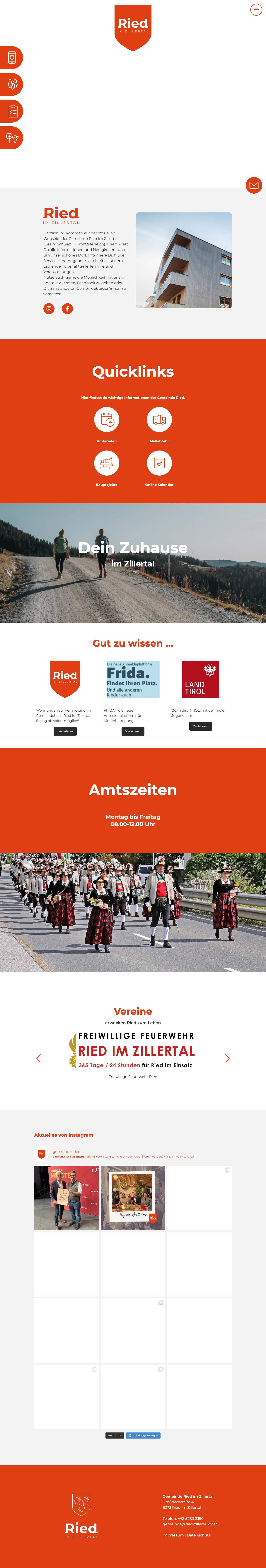 Gemeinde Ried im Zillertal - Alles rund um Ried - Full Screenshot