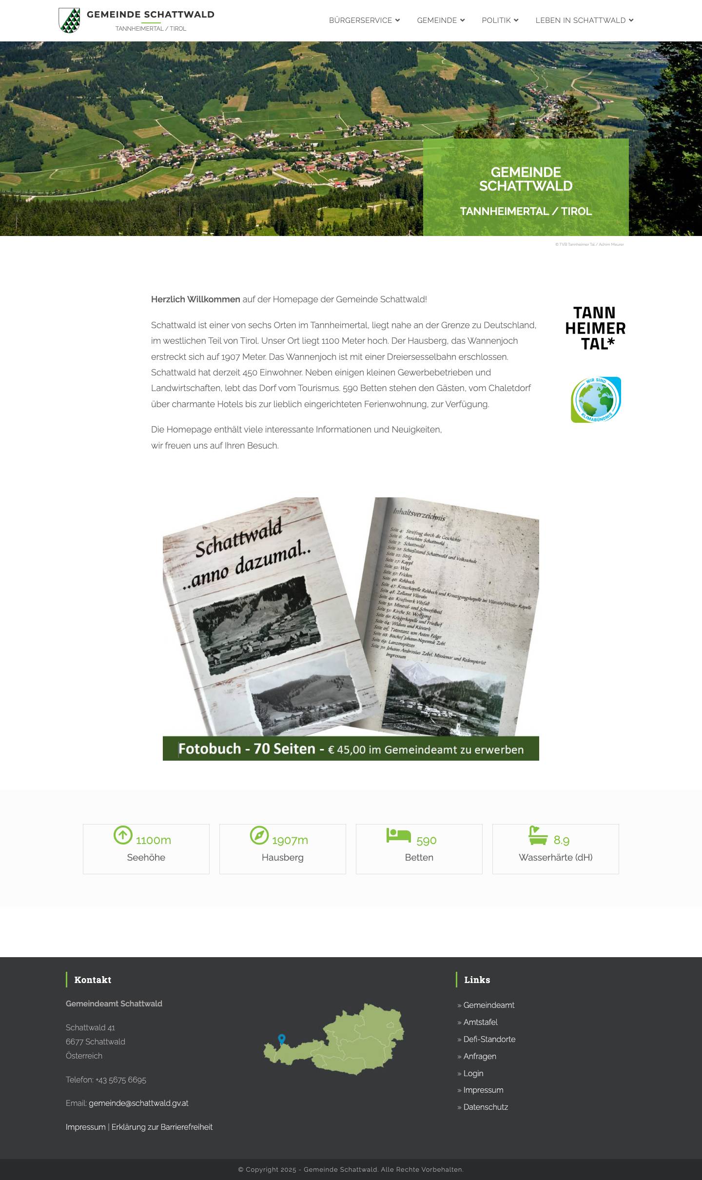 Gemeinde Schattwald – Tannheimertal / Tirol - Full Screenshot