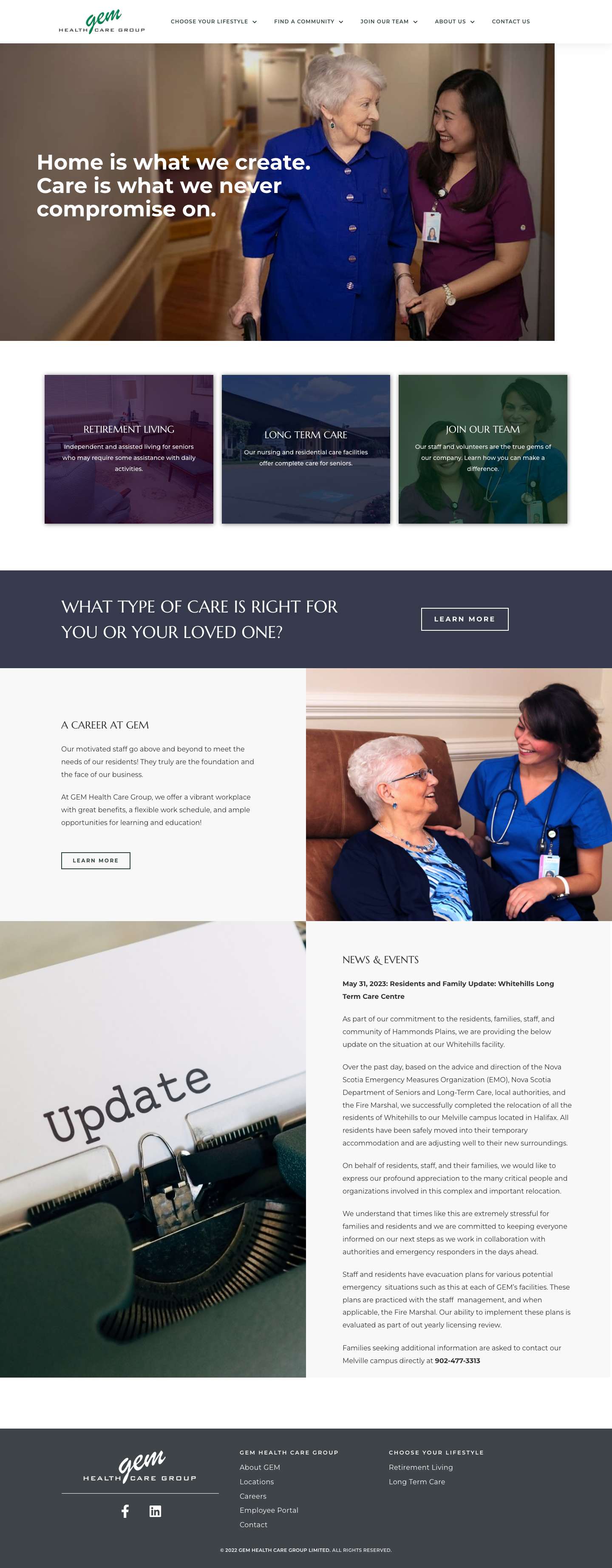 GEM Health Care Group - A Leader in Seniors' Accommodations - Full Screenshot