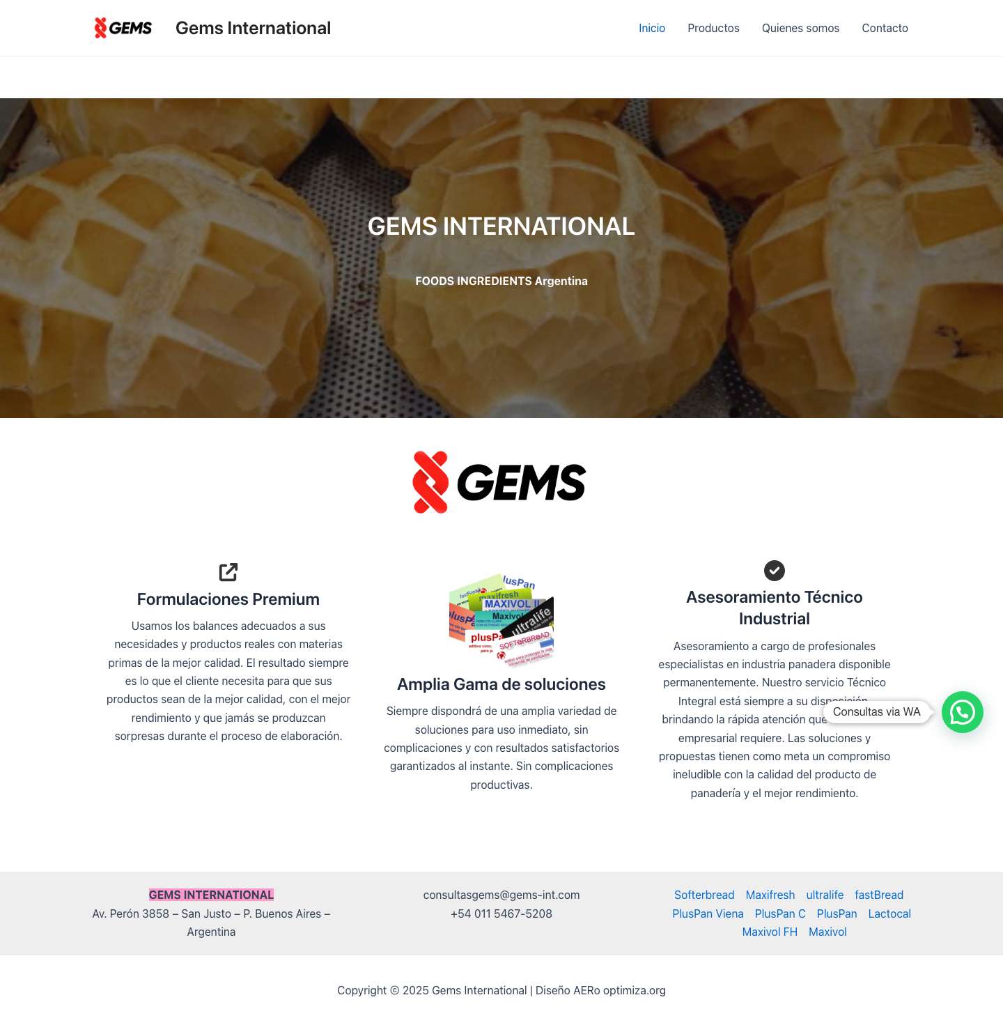 Gems International – Gems International Argentina Foods Ingredients - Full Screenshot
