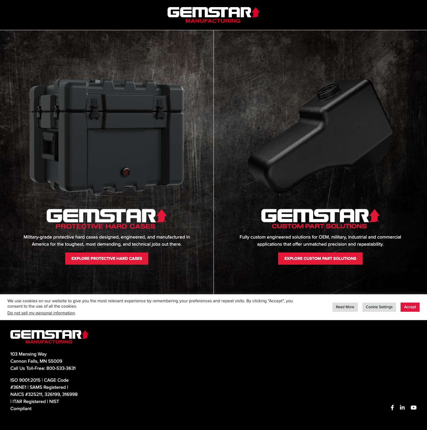Gemstar Manufacturing - Manufacturer of Plastic Cases - Full Screenshot