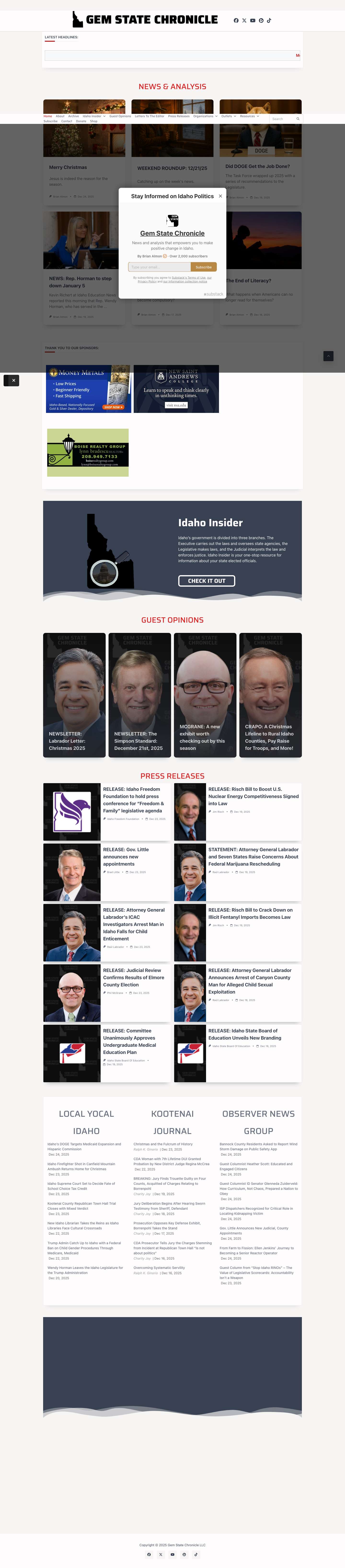 Gem State Chronicle – News and analysis that empowers you to make positive change in Idaho - Full Screenshot