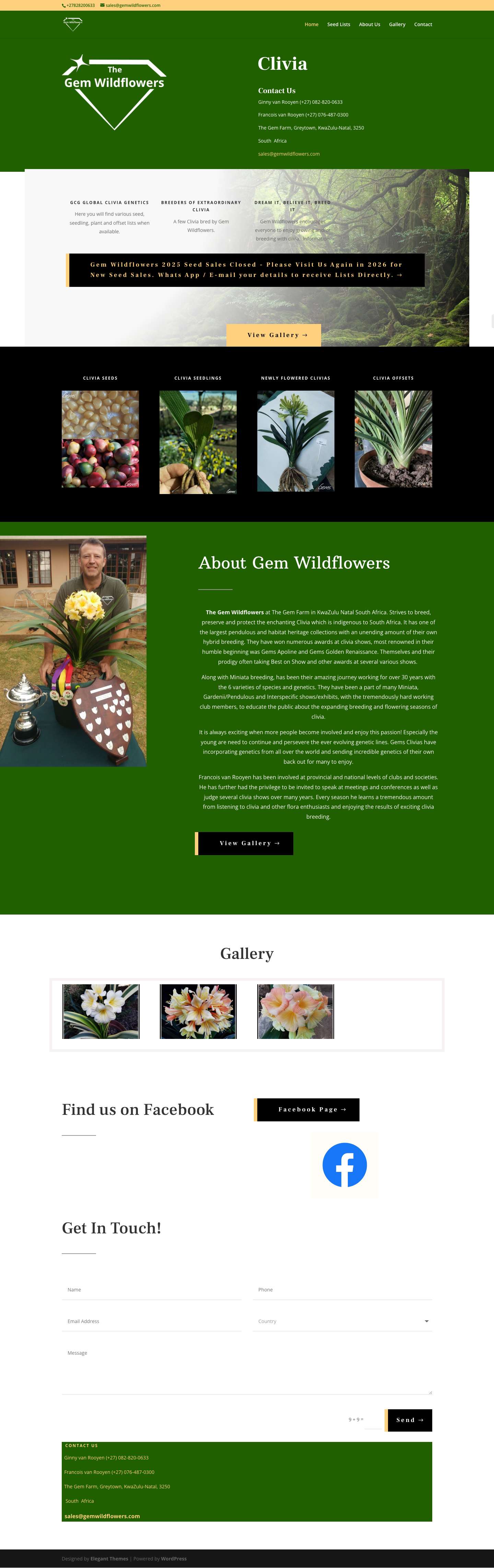 Gem Wildflowers | Breeders of Extraordinary Clivia - Full Screenshot