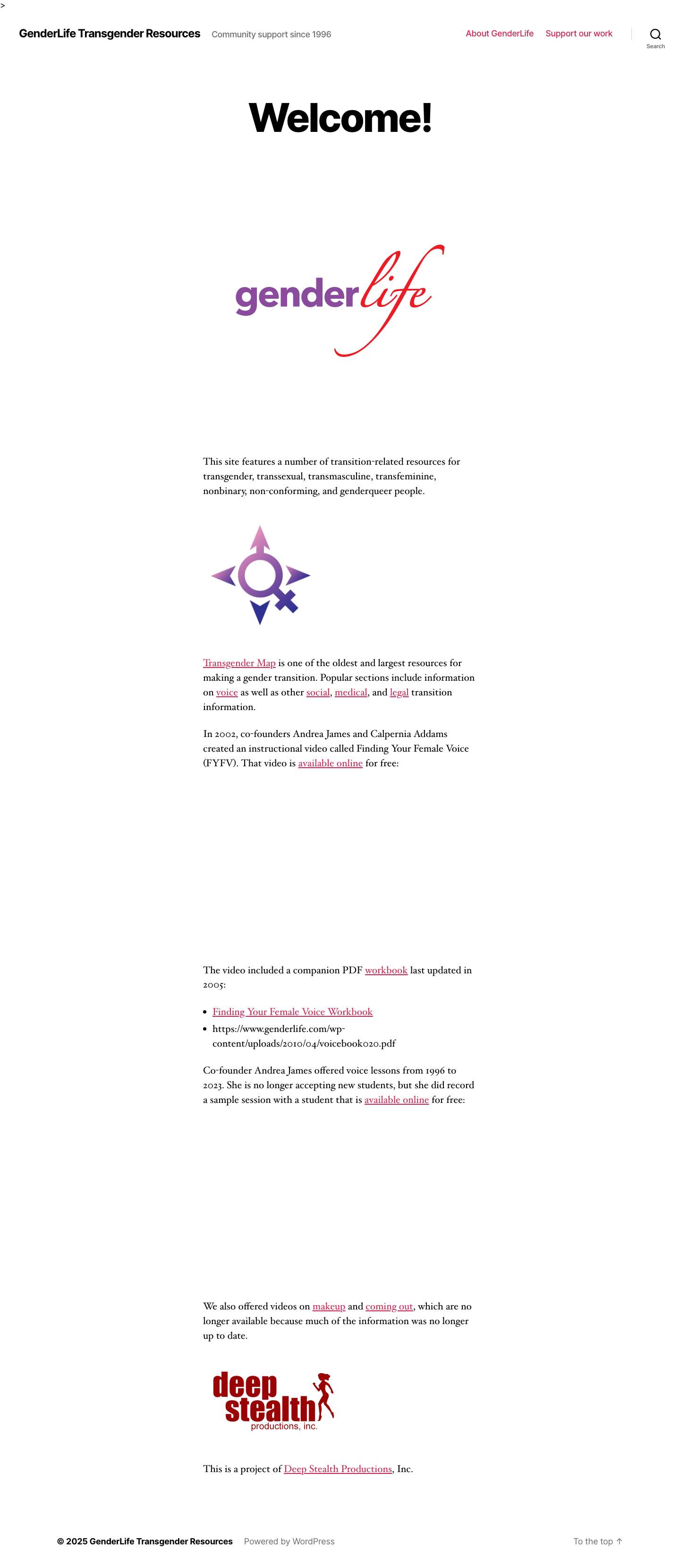 GenderLife Transgender Resources – Community support since 1996 - Full Screenshot