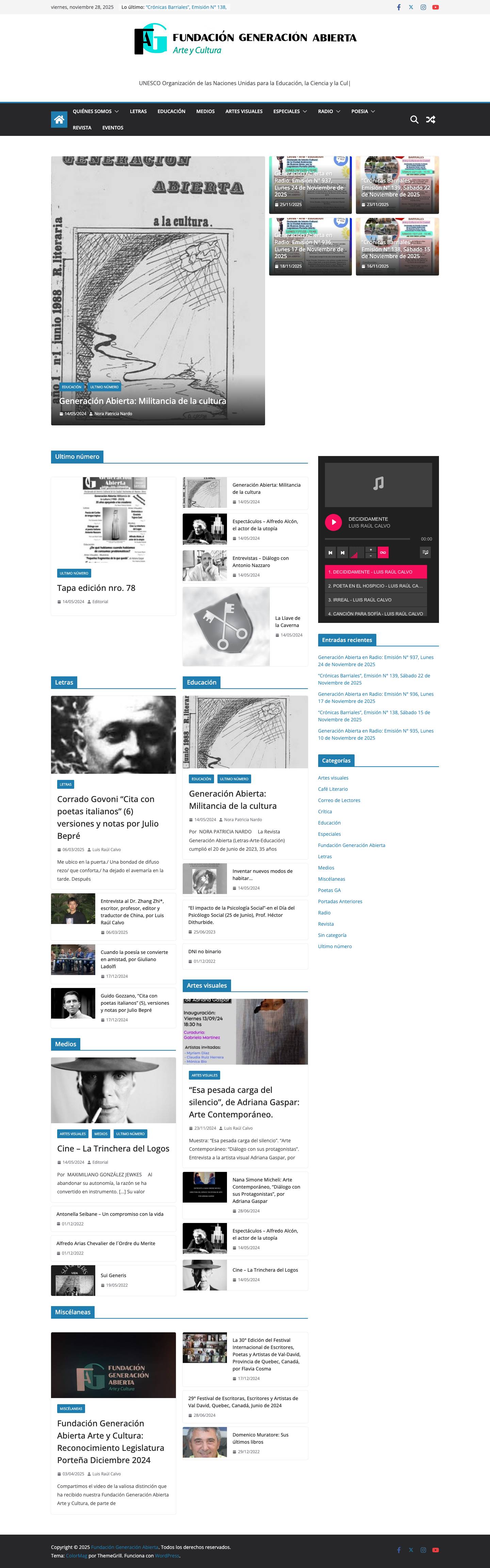 Fundación Generación Abierta - Arte & Cultura - Full Screenshot