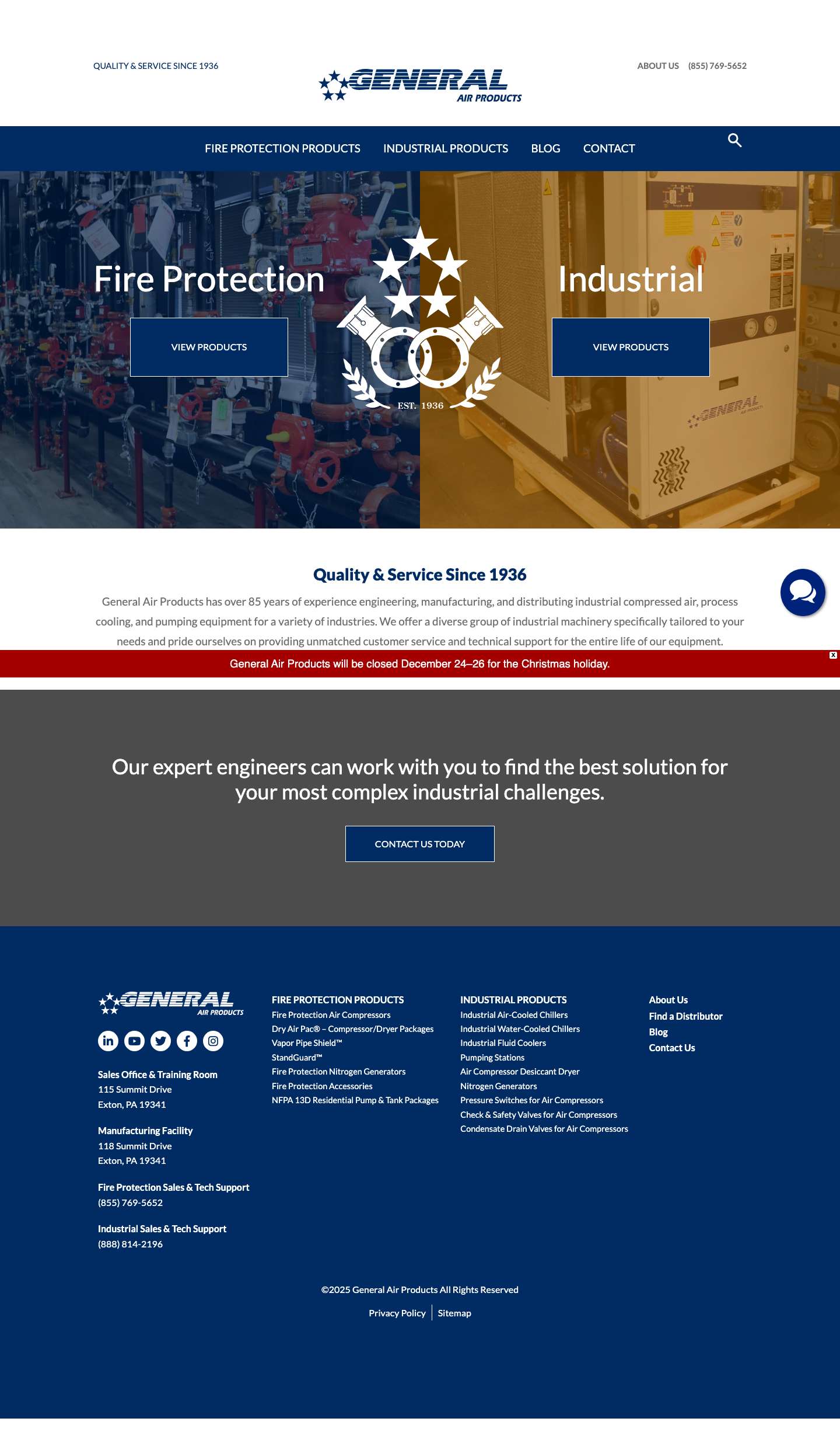 General Air Products | Fire Protection & Industrial Products - Full Screenshot