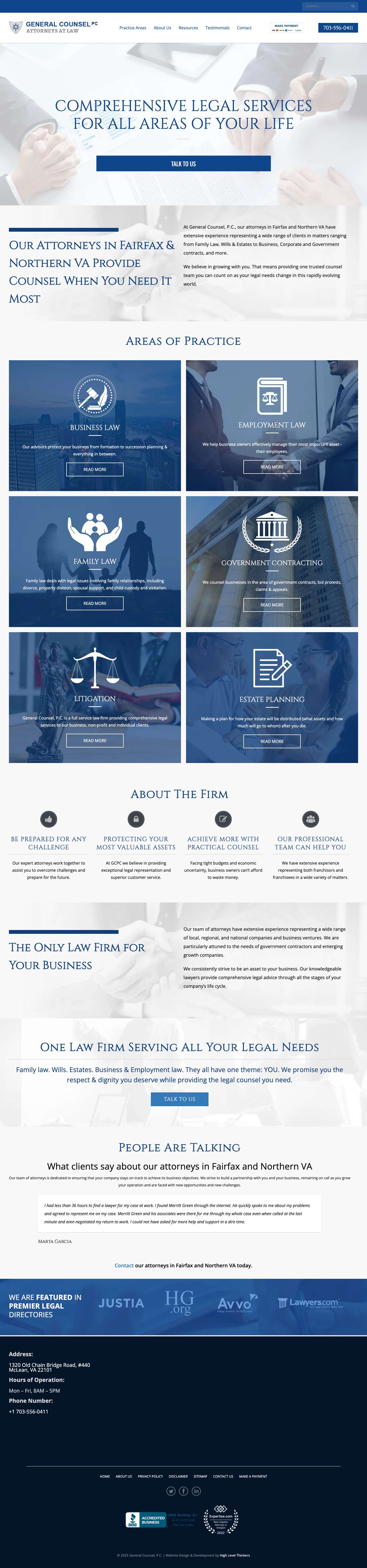 Fairfax, Arlington & Northern VA Attorneys - General Counsel Law - Full Screenshot