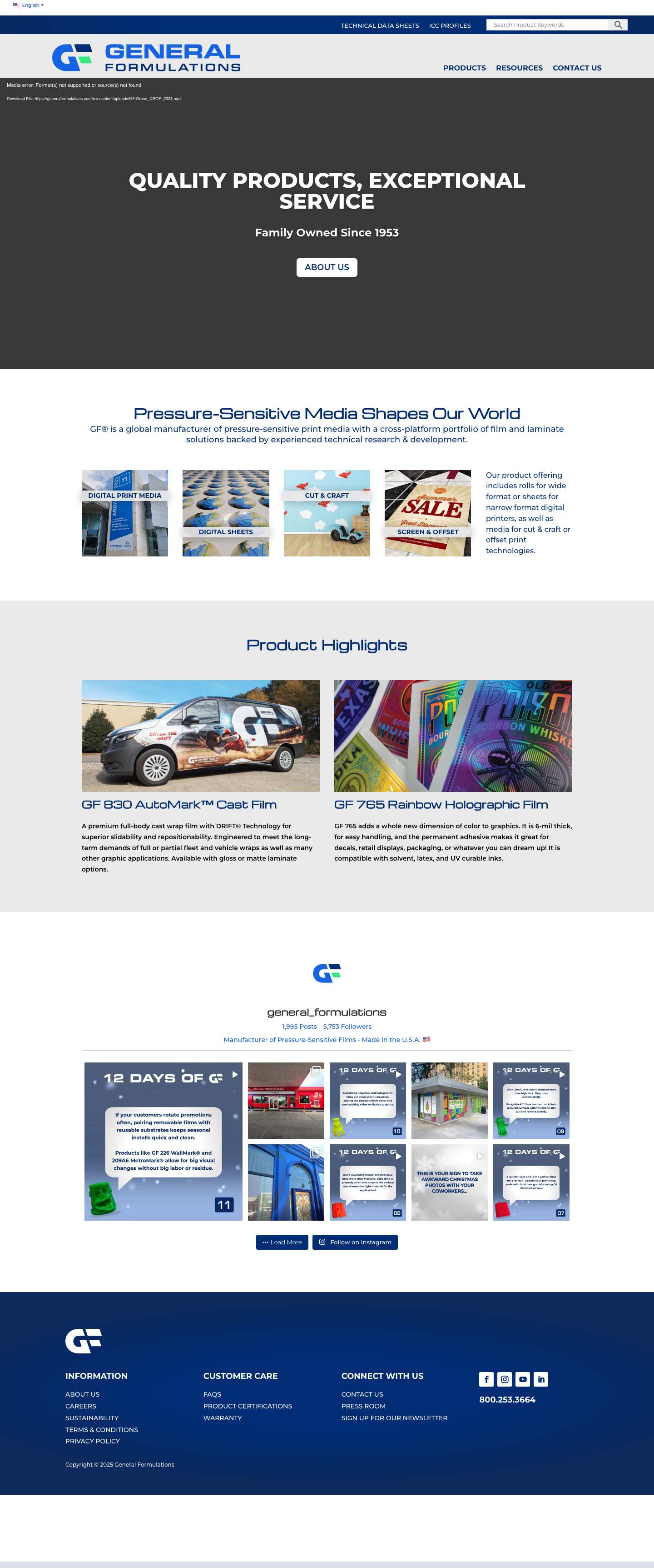 General Formulations | Pressure Sensitive Solutions - Full Screenshot