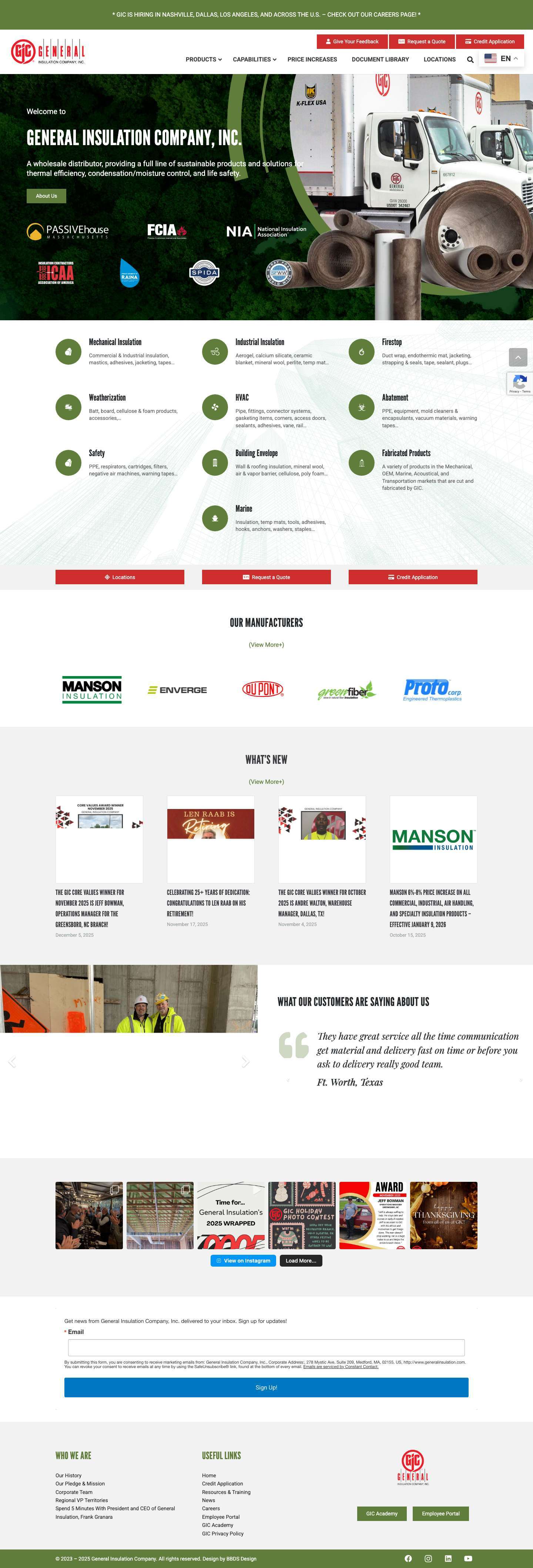 Commercial Insulation Distributor - General Insulation - Full Screenshot