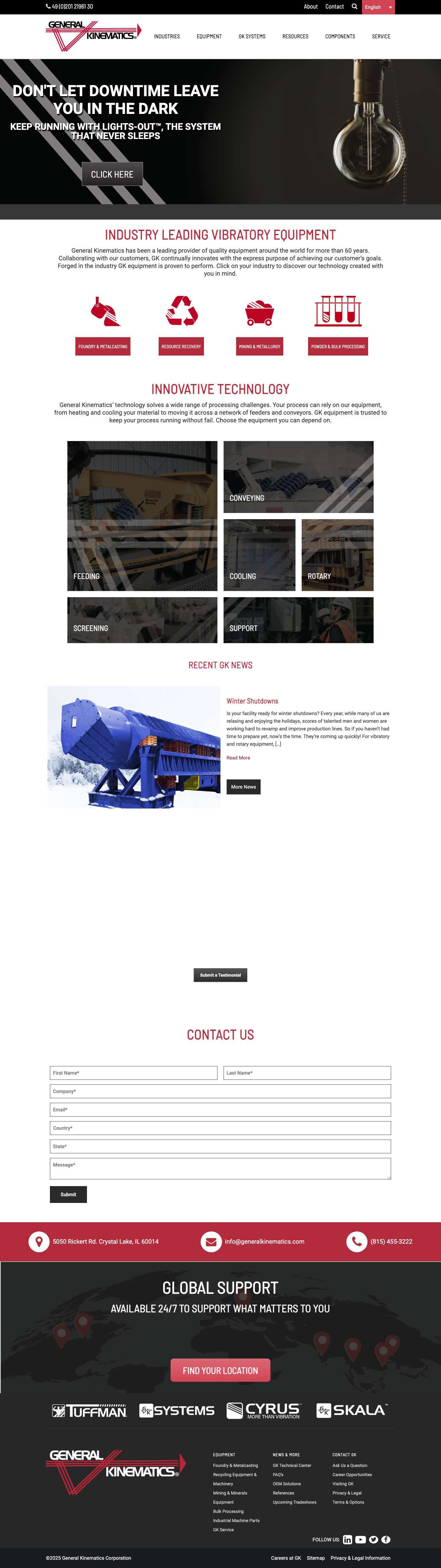 Top Vibratory Equipment Manufacturer | General Kinematics - Full Screenshot