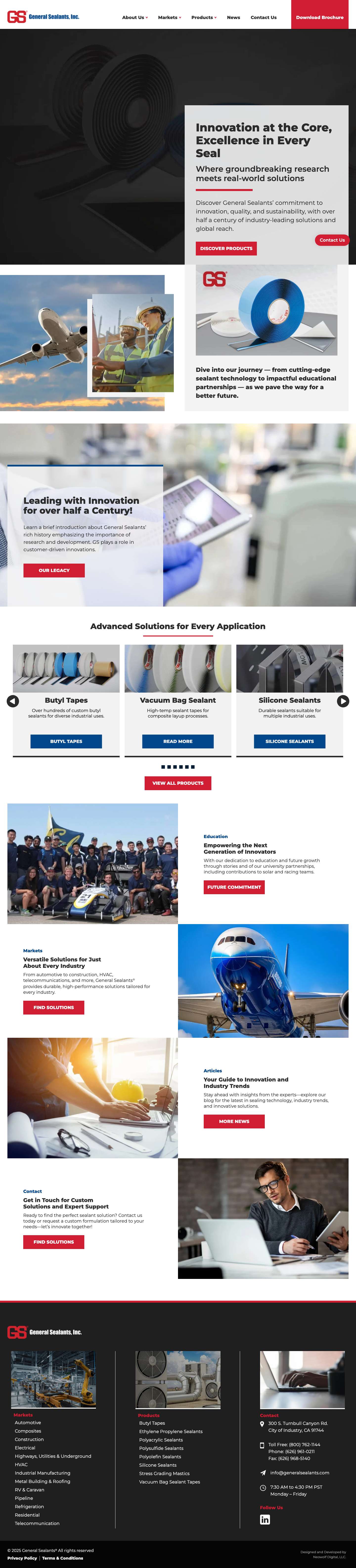 Sealant Manufacturer & Supplier | General Sealants, Inc. - Full Screenshot