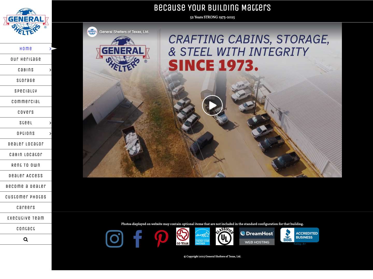 Home - General Shelters of Texas - Full Screenshot