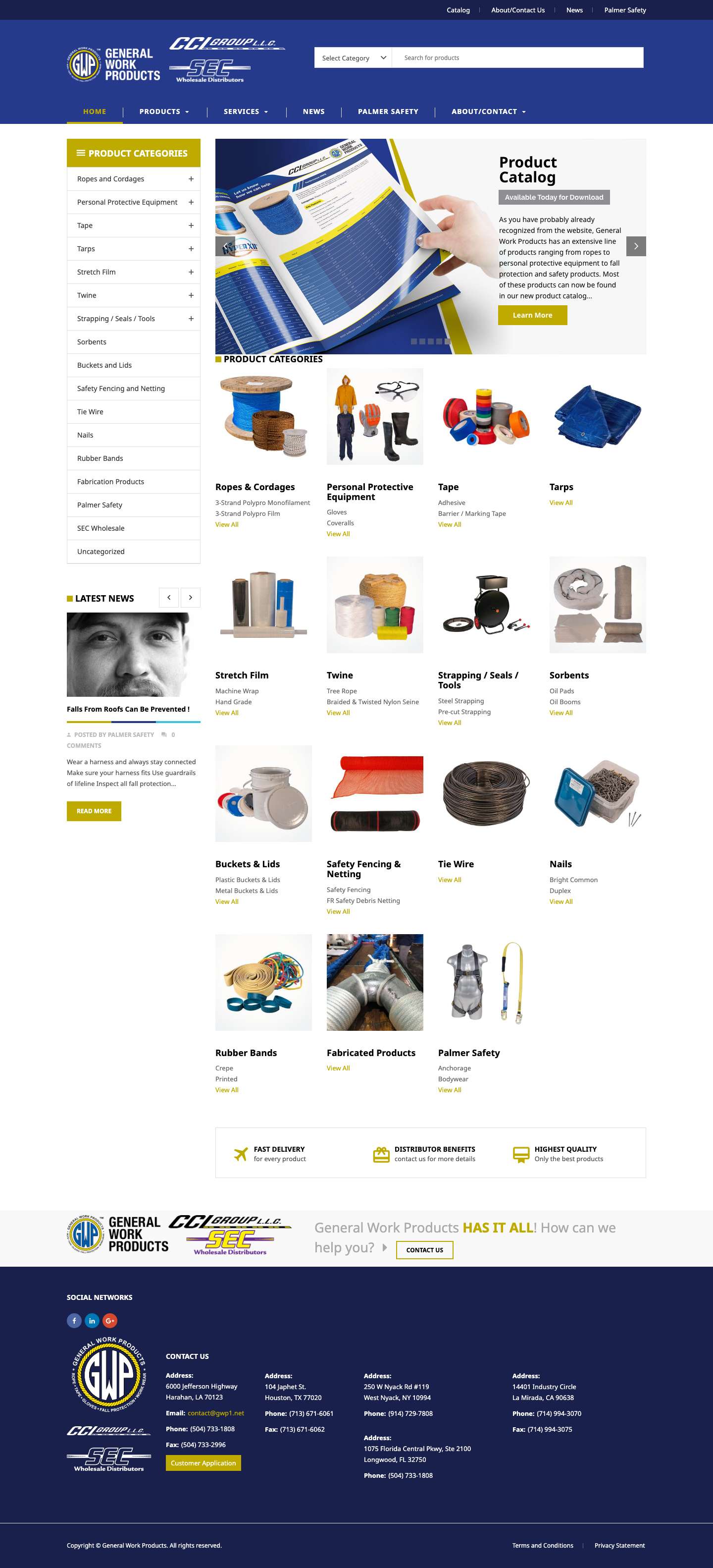 General Work Products – Rope | Tape | Gloves | Fall Protection | Work Wear - Full Screenshot