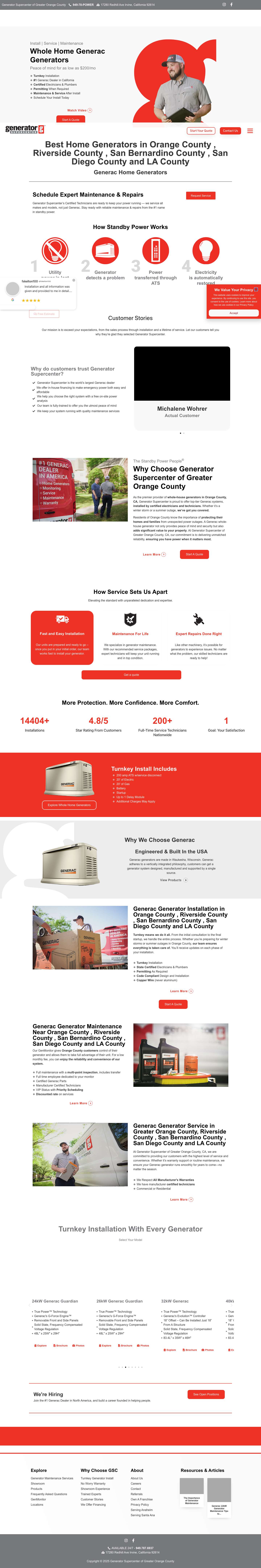 Best Home Generators in Orange County | Generator Supercenter of Greater Orange County CA | Generators Sales, Install and Maintenance - Full Screenshot