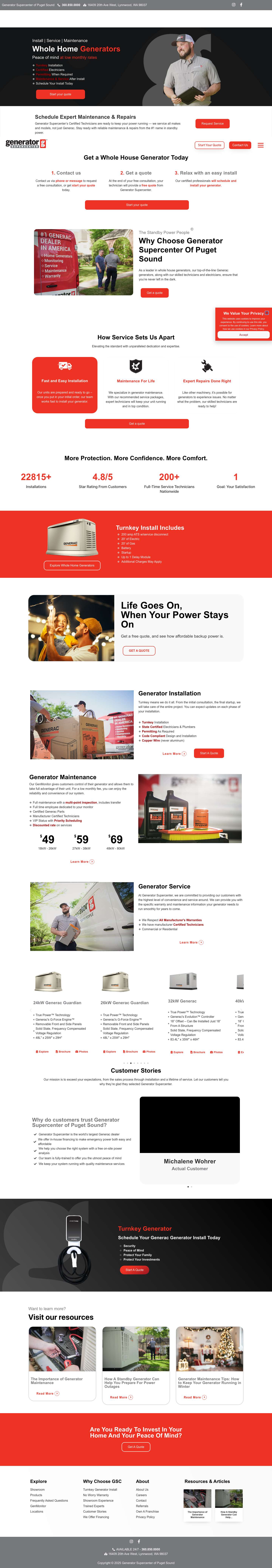 Homepage | Generator Supercenter of Puget Sound WA | Generators Sales, Install and Maintenance - Full Screenshot