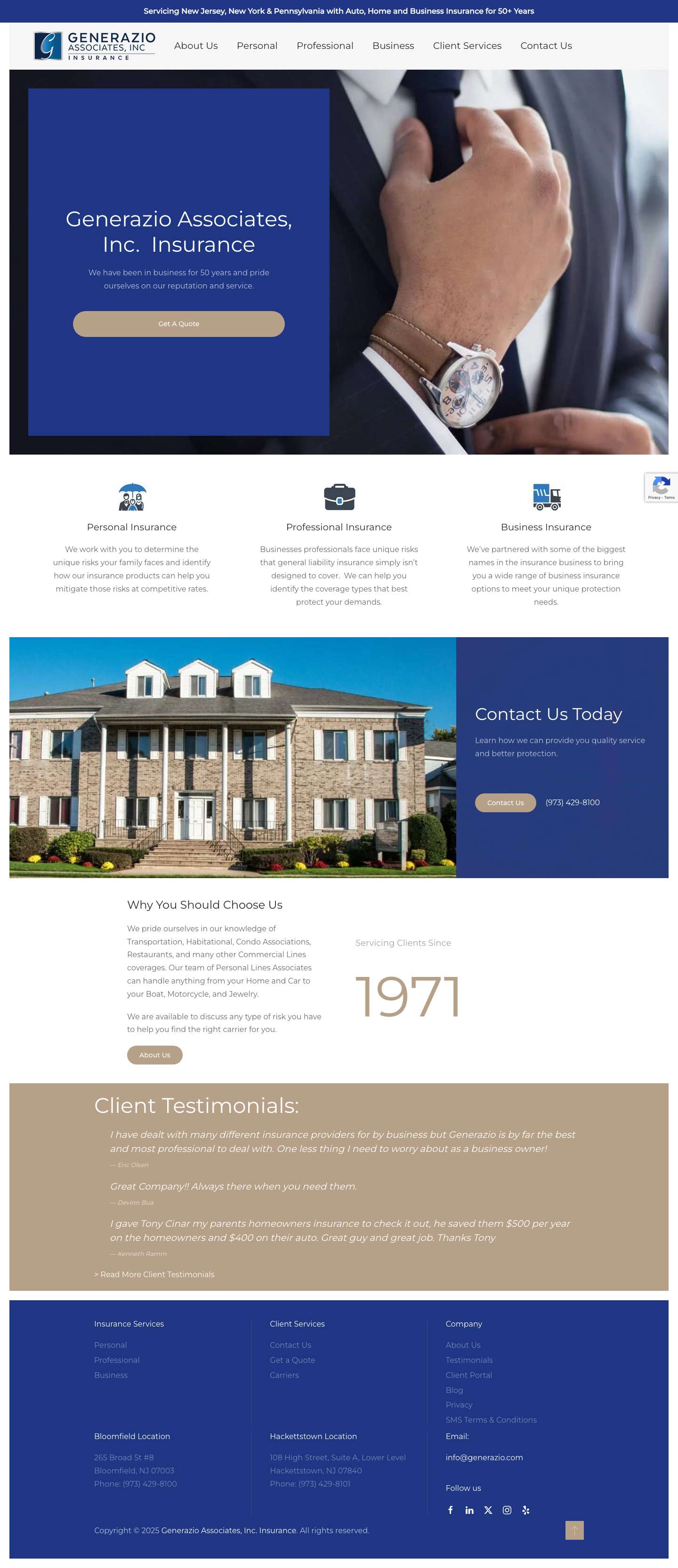 Generazio Associates, Inc. NJ Insurance Agency - Full Screenshot