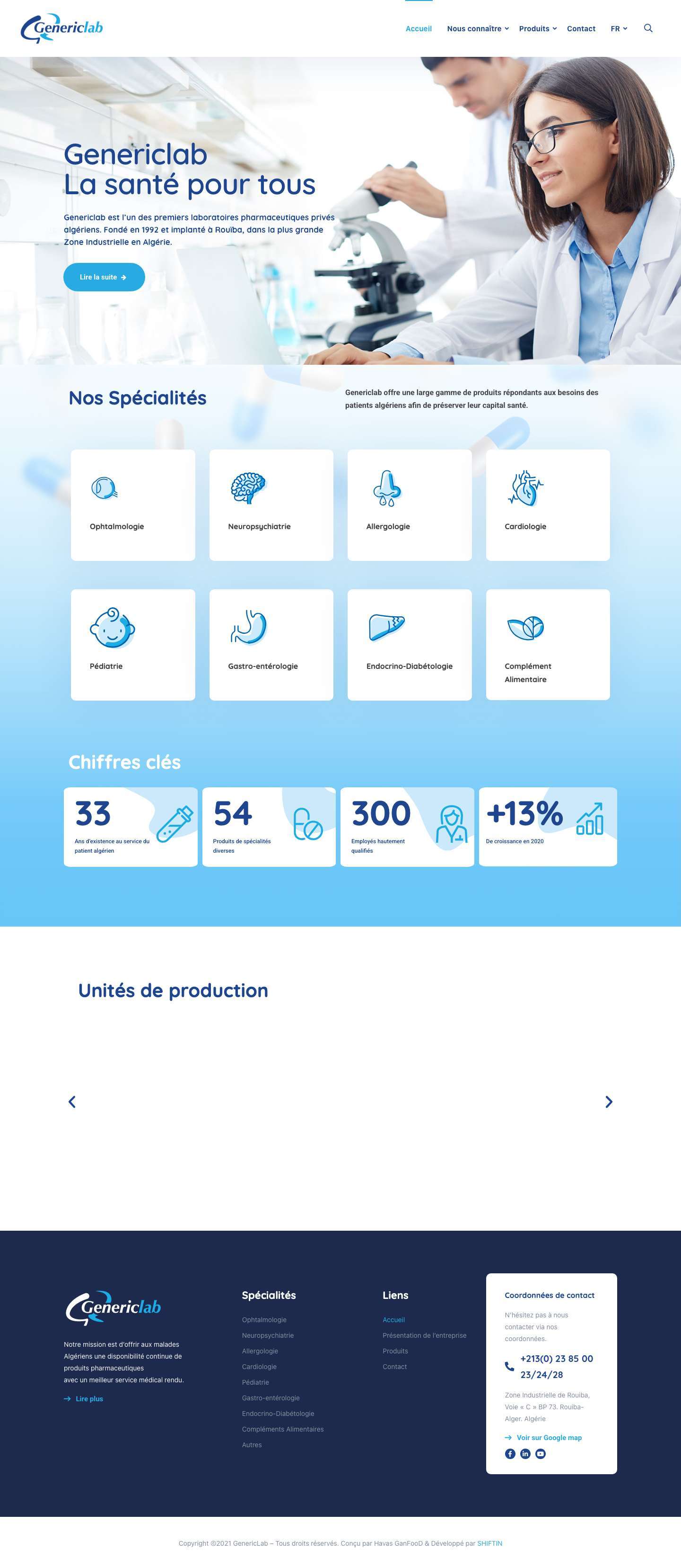 Genericlab - Laboratoire leader dans l'Industrie Pharmaceutique en Algérie - Full Screenshot