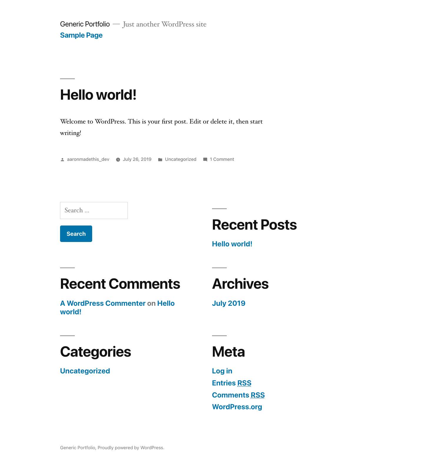 Generic Portfolio – Just another WordPress site - Full Screenshot