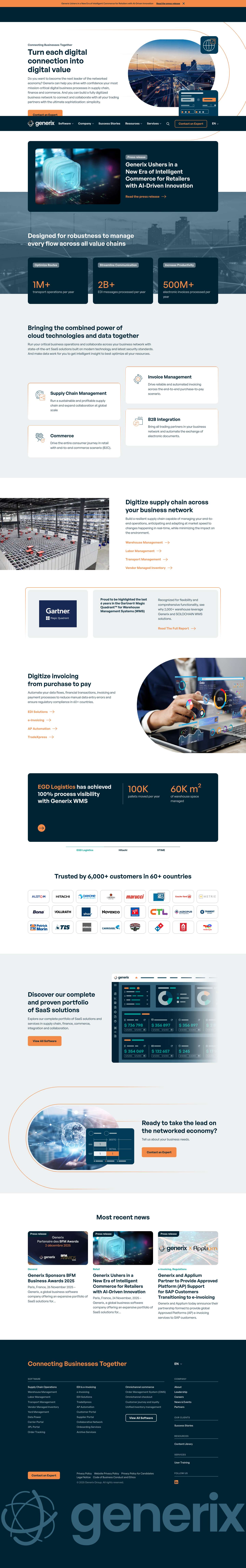 Generix, a global SaaS company in supply chain and finance - Full Screenshot