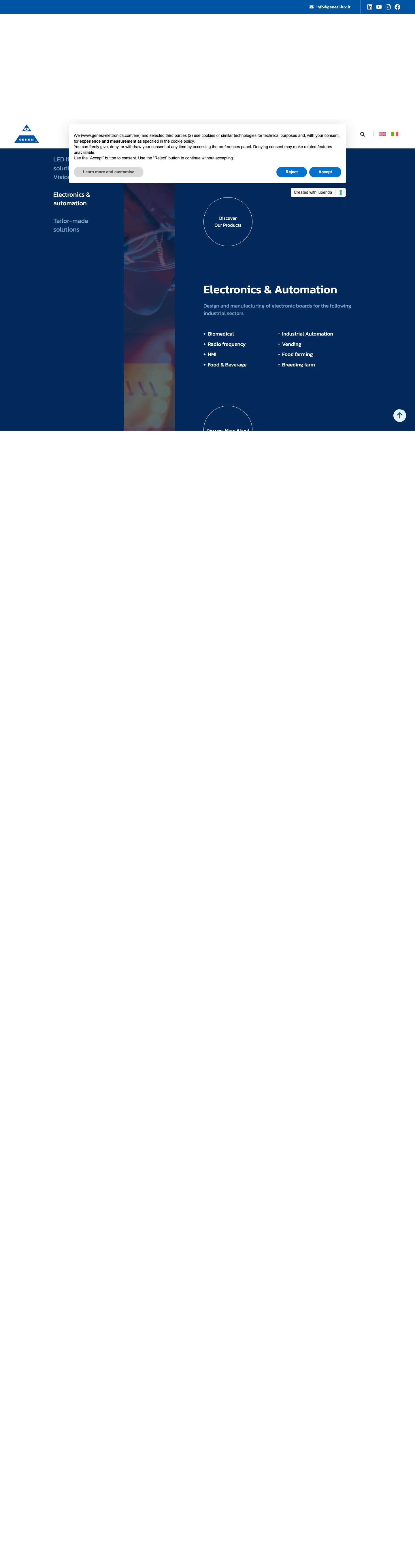 Genesi Elettronica – Industrial Electronics and LED lighting for machines and vision systems - Full Screenshot